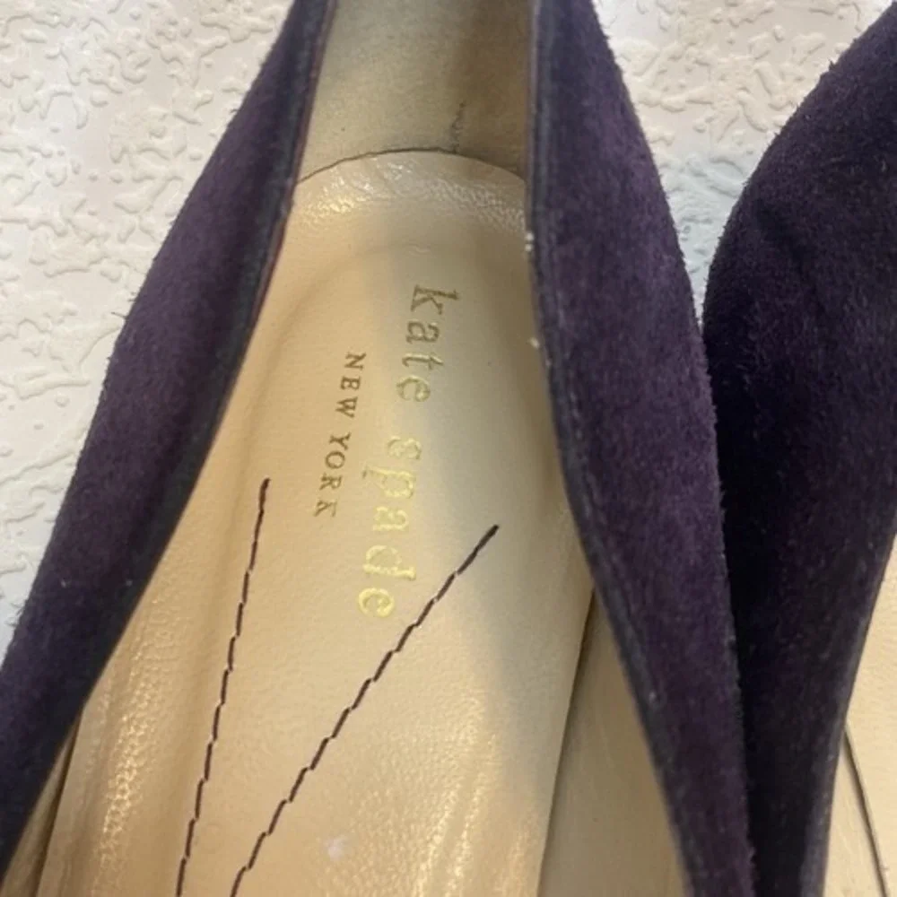 Kate Spade Purple Low Block Heel Rhineston‎ Ballerina Flats Women 9B Italy